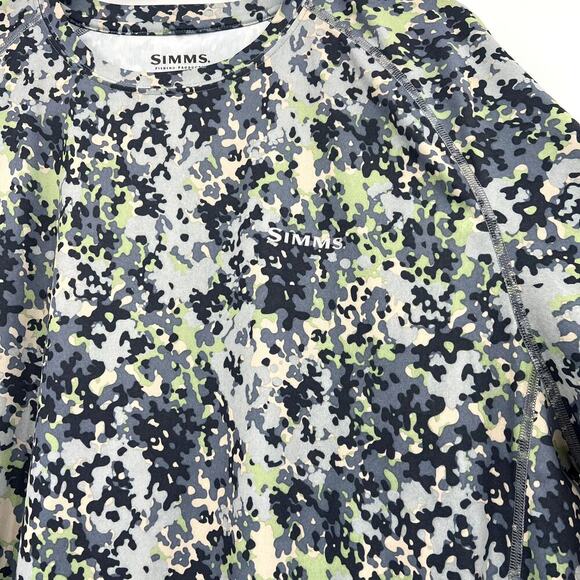 Simms Solarflex Long Sleeve Crewneck Camo Print Fishing Shirt Size XL - Picture 4 of 9